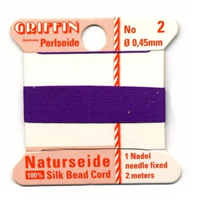 AMETHYST SEIDENFADEN 0,45 mm FÄDELN PERLEN & PERLEN GRIFFIN GRÖSSE 2 - FT632 - Bild 1 von 1