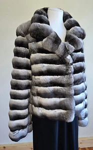 Chinchilla Pelzjacke Pelzmantel Chinchillamantel Fell natur Quer Luxus Mode - Bild 1 von 10