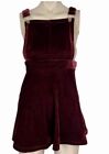 Lf Charms Fashion Burgundy Maroon Red Velvet Romper Jumpsuit, Size Small
