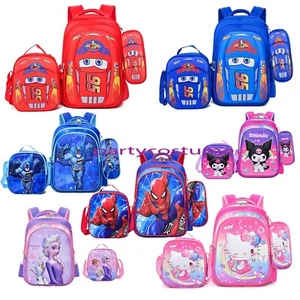 Spider-Man Frozen Cars Backpack Pencil Case Lunch Box Set School Bag Travel 3PCS - Picture 1 of 31