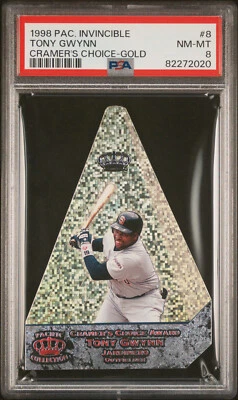 1998 Pacific Invincible Tony Gwynn #8 Cramer's Choice Gold #2/15 - PSA 8 - Image 1 of 2