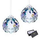 40mm Pack of 2 Clear Glass Crystal Ball Prism Pendant Suncatcher