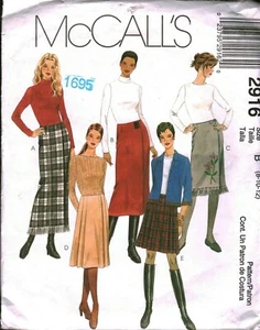 2916 Vintage McCalls Patrón de Costura Misses Falda Envolvente Cuatro Longitudes Carrera Elegante - Imagen 1 de 2