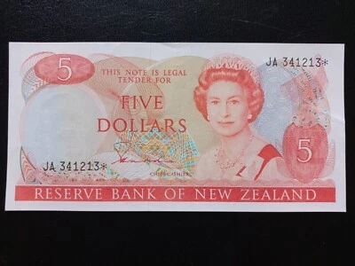 New Zealand 5 dollars, 1981, H.R. Hardie, Star note (P-171a) - Image 1 of 4