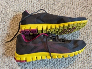 Reebok RealFlex Woman's Running Shoes Black Yellow Pink Size 11 - Picture 1 of 5