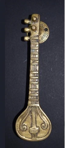 Brass Sitar Shape Door Pull Handmade Musical Instrument Design Door Handle MK001 Cover