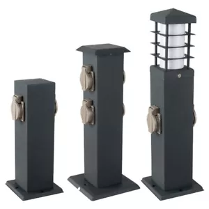 Design Außen Steckdosen Säule Garten Weg Steck Steh Lampe Edelstahl Erdspieß - Bild 1 von 38