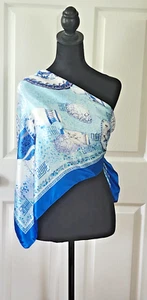 Blue and White Print Scarf - Picture 1 of 16