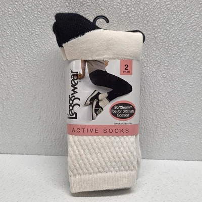 Paquete de 2 calcetines holgados Leggs Wear Active Crew vintage para mujer talla 5-9 Foto 1 de 4