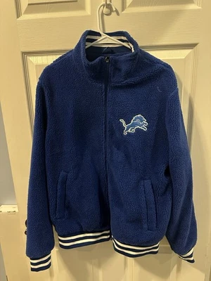 Chaqueta Sherpa para mujer Detroit Lions cremallera completa azul M usada en excelente estado Foto 1 de 3