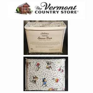 🔥The Vermont Country Store Peanuts Snow Fun Double Flannel Blanket, Full ✨️NEW✨ - Picture 1 of 16
