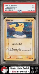 PSA 5 EX Pikachu-Holo #12 CORRECTED Back  2007 Pokemon Pop Series 5 - Picture 1 of 2