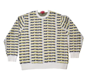 Supreme Repeat Sweater Knit Logo 100% Cotton Men's Large Black Yellow Long Sleev - Bild 1 von 8