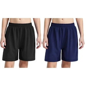 Boys Athletic Shorts Moisture-wicking Pants with Pockets Running Outdoor Sports - Picture 1 of 26