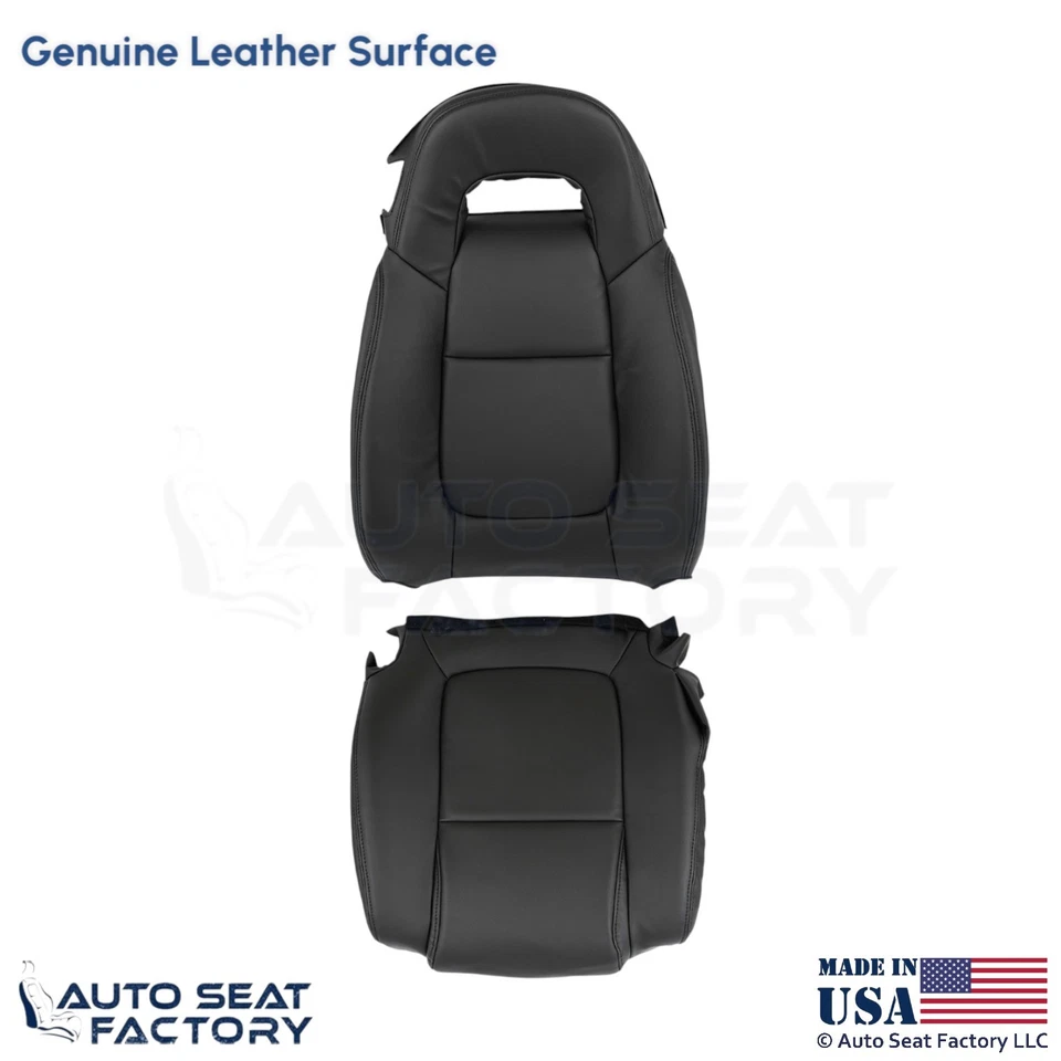 2003-2006 Fits Chevrolet SSR Genuine Leather Driver Replacement Covers Ebony - Image 1 of 4