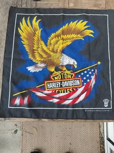 Vintage Harley-Davidson Bandana Bald Eagle USA Flag 50/50 Made in USA Motorcycle - Picture 1 of 5