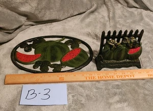 Gusseisen Wassermelone Untersetzer & Serviettenhalter 2er Set Vintage 90er - Bild 1 von 3