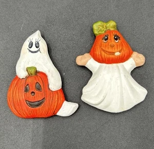 2 Vintage Halloween Geist Kürbis Kühlschrankmagnete Deko 03" Kürbiskopf Geist - Bild 1 von 7