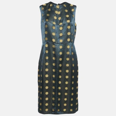 Vestido midi sin mangas Marc Jacobs azul marino a lunares jacquard mezcla seda L Foto 1 de 4