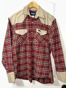 Wrangler MS725RM Pearl Snap Plaid Western Heavy Canvas Brush Hemd Herren Größe Lg - Bild 1 von 7