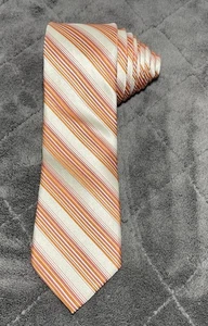 Express orange & weiß schräg gestreifte Seide Herren Krawatte 60" L 2,66" W - Bild 1 von 6