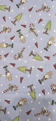 2 Yards 23inches Blue All Hearts Come Home for Christmas Fabric  Linda Stubbs   - Image 1 of 3