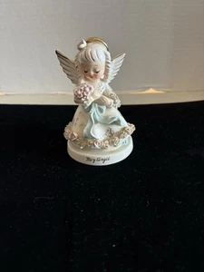 Vintage Napco May Birthday Angel S405N Raised Ribbons - Picture 1 of 5