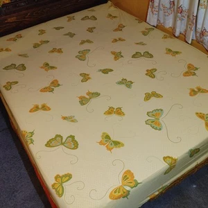 Vtg Martex Hanae Mori Yellow ~ QUEEN ~ Flat & Fitted Sheet ~ Butterfly - Picture 1 of 13