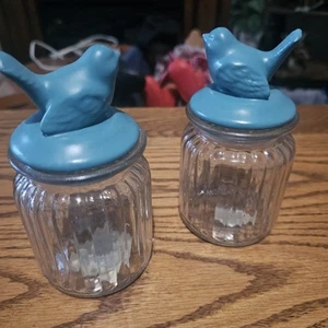 2 Blue Bird Ludded Jam Jars - Picture 1 of 3