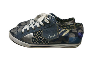 Coach Tonya Sneakers Shoes Denim Patchwork Blue Jean Size 8.5M