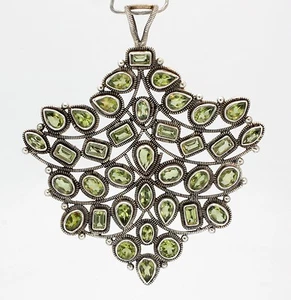 GROSSER PERIDOT ANHÄNGER gefasst in .925 STERLINGSILBER KOSTENLOSER VERSAND!!! - Bild 1 von 3