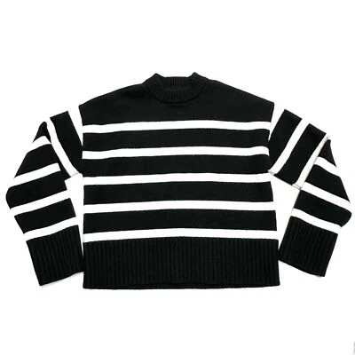 Suéter a Rayas Mezcla Lana H&M Para Mujer Talla XS Negro Blanco Manga Larga Grueso Suave Foto 1 de 4