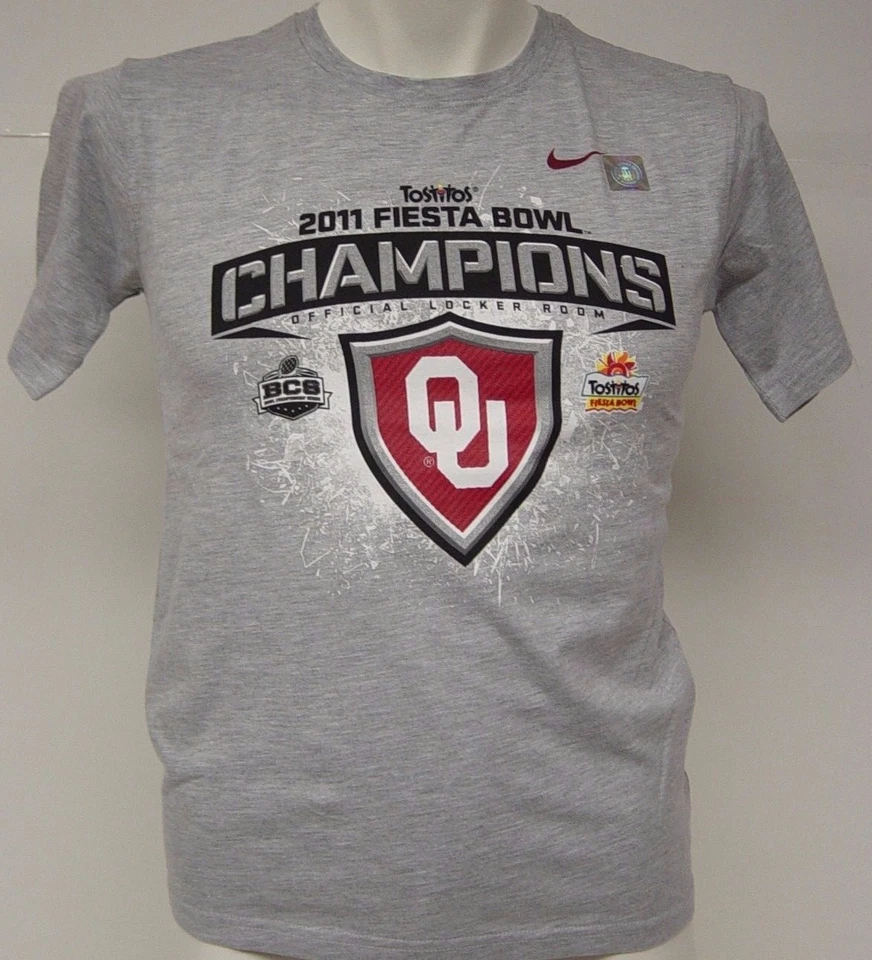 NEW Youth Kids Nike OU Univ of Oklahoma Sooners 2011 Fiesta Bowl Champions Shirt - Image 1 of 1