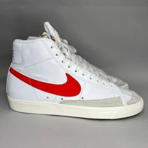 Nike Women's Size 9.5 Blazer Mid 77 White & Orange Leather Shoes - Picture 1 of 12