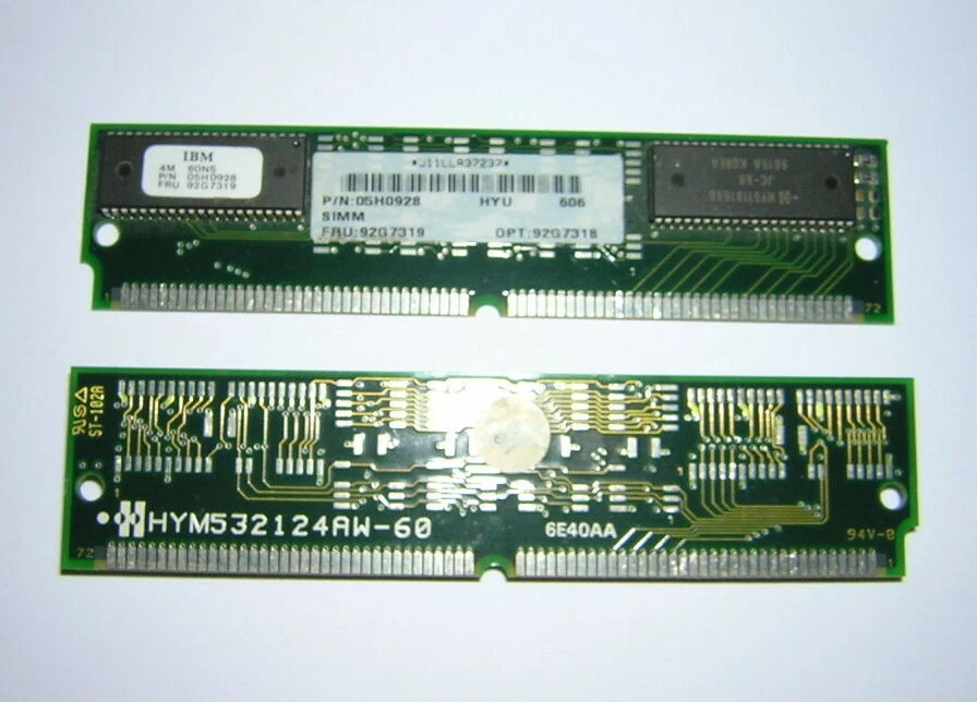 IBM 4MB 72-pin EDO RAM SIMM Memory Module 60ns 92G7319 05H0928 PC Series 300 700 - Image 1 of 1