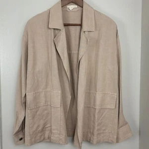 EILEEN FISHER Women Jacket Tan Brown Linen Tencell Small Oversized Coastal Beach - Picture 1 of 13