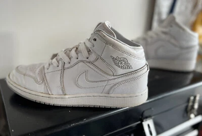 Nike Air Jordan 1 retrô médio branco cinza lobo 2016 554725 112 7Y masculino 7 feminino 8.5 - Imagem 1 de 4