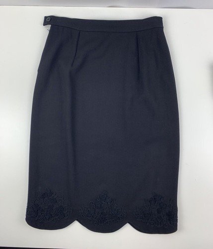 Gonna donna Valentino Miss V nera a matita misto lana ricamata taglia 44 10