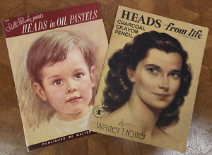 Vintage How to Draw Heads Oil, Pastels, Charcoal Walter T. Foster Art Books (2)
