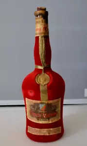 Vintage Cherry Marnier Liqueur Red Velvet Bottle Marque Deposee Made In France - Picture 1 of 9
