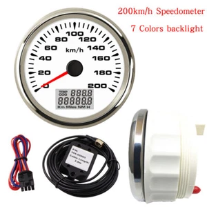 85mm 3-3/8" GPS Velocímetro 200km/h Odómetro para Coche Barco Impermeable 7 Colores LED - Imagen 1 de 7