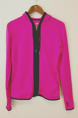 Sudadera con capucha New Balance cremallera completa secado relámpago agujeros para correr para el pulgar para mujer rosa medio Foto 1 de 4