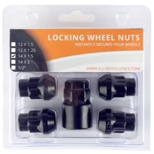 Ellis Excellence Set of 4 Alloy Wheel Lock Nuts, M14 x 1.5 (Black) - Picture 1 of 4