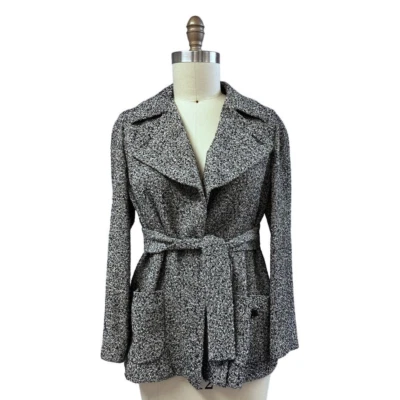 VTG Alpaca Blend Agnona Bergdorf Goodman Sz 44/L/XL Blk/Wht Tweed Jacket w/Belt - Image 1 of 4