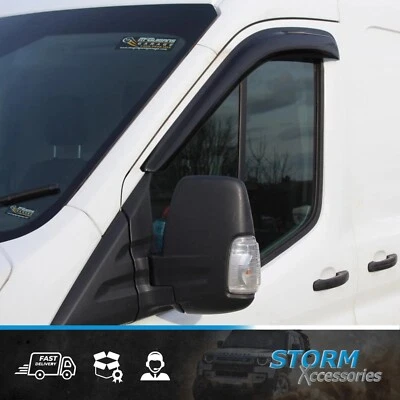 2PC DARK WIND DEFLECTORS VISORS FOR FORD TRANSIT VAN MK8 2014 ONWARDS - Image 1 of 4