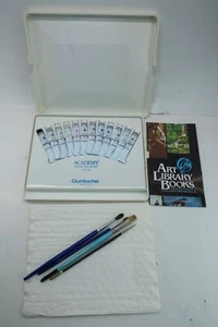 Grumbacher Vintage 11 Tuben Akademie Künstler Aquarell mit Kunststoff Palette Cover - Bild 1 von 14