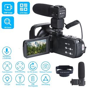 2.7K Video Camera Camcorder 42MP 3in 18X Digital Zoom Auto Focus Vlogging Camera