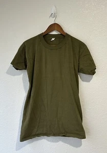 VINTAGE Grana Military Shirt Adult Size Large Green Single Stitch Tee Mens 80s - Picture 1 of 8