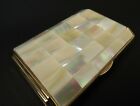 Vtg.Real Mother-Of-Pearl w/Gold Plate Corona France Compact Powder Vanity Case