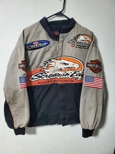 vintage HARLEY DAVIDSON Medium racing jacket SCREAMIN EAGLE motorcycle worn - Picture 1 of 6